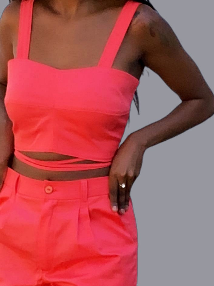 Crop top/ cropped - coral 